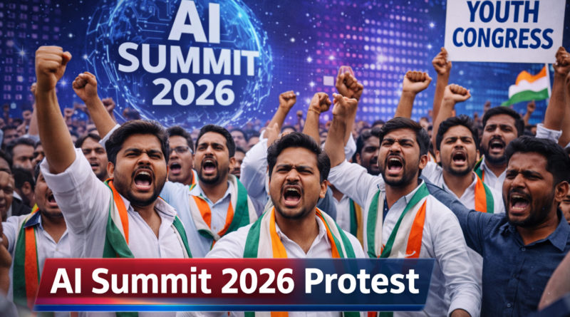 Youth Congress protest during AI Summit 2026 creating political controversy in India